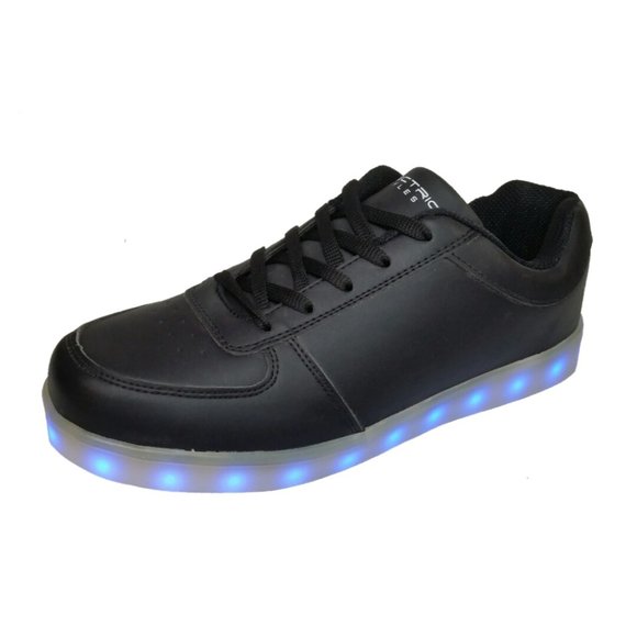 Electric Styles LED Shoes Women's Light Up Glow Sneakers Basic Black Lo Top Bolt - Picture 10 of 12